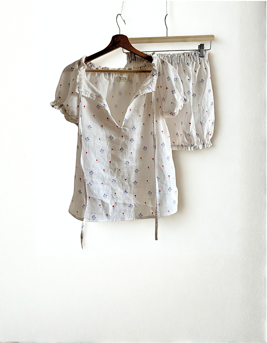 Pyjama Femme Coton Tulipes Fait Main – The Sleeping Beauty Club