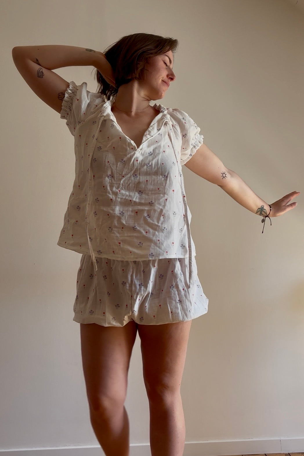 Pyjama Femme Coton Tulipes Fait Main – The Sleeping Beauty Club