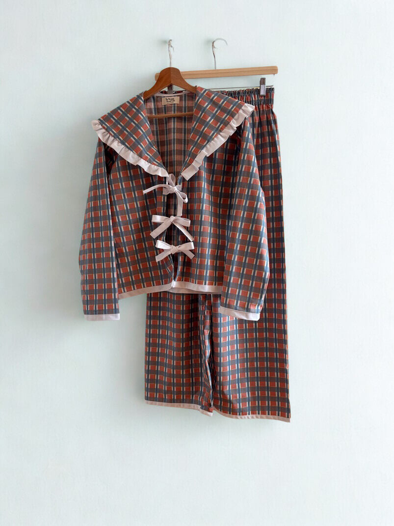 Pyjama Femme Coton Carreaux Fait Main – The Sleeping Beauty Club