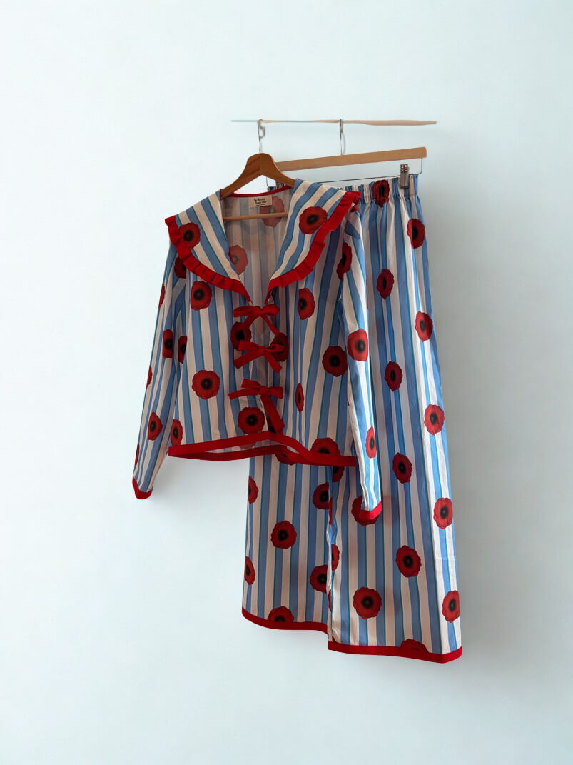 Pyjama Femme Coton Coquelicots Fait Main – The Sleeping Beauty Club