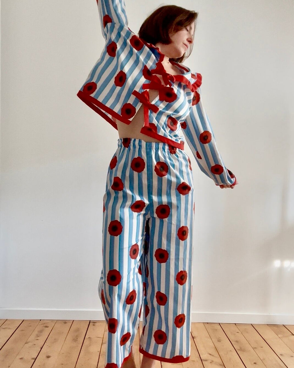 Pyjama Femme Coton Coquelicots Fait Main – The Sleeping Beauty Club